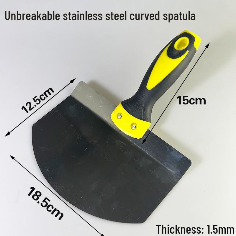 Stainless Steel Gray Curved Fan-Shaped Spatula and Putty Scraper with Thickened Handle - Free Shipping