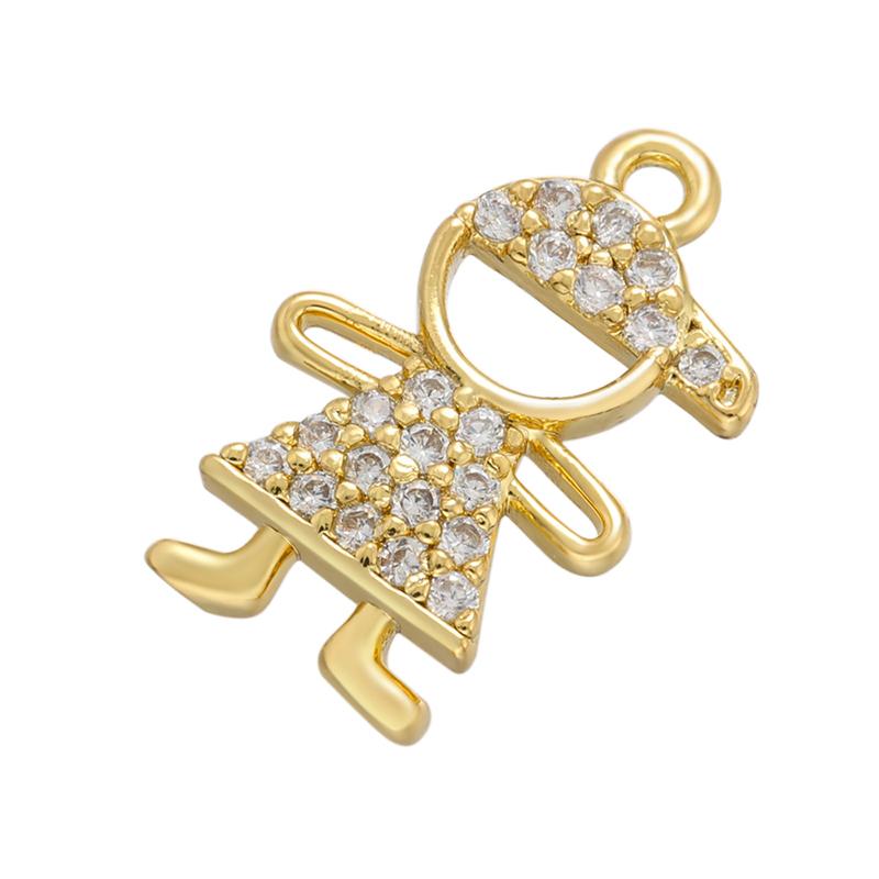 Cute Figurine Charms Pendants Gold plated Brass Charms for Women DIY Handmade Necklace Jewelry Making Accessories:VD886