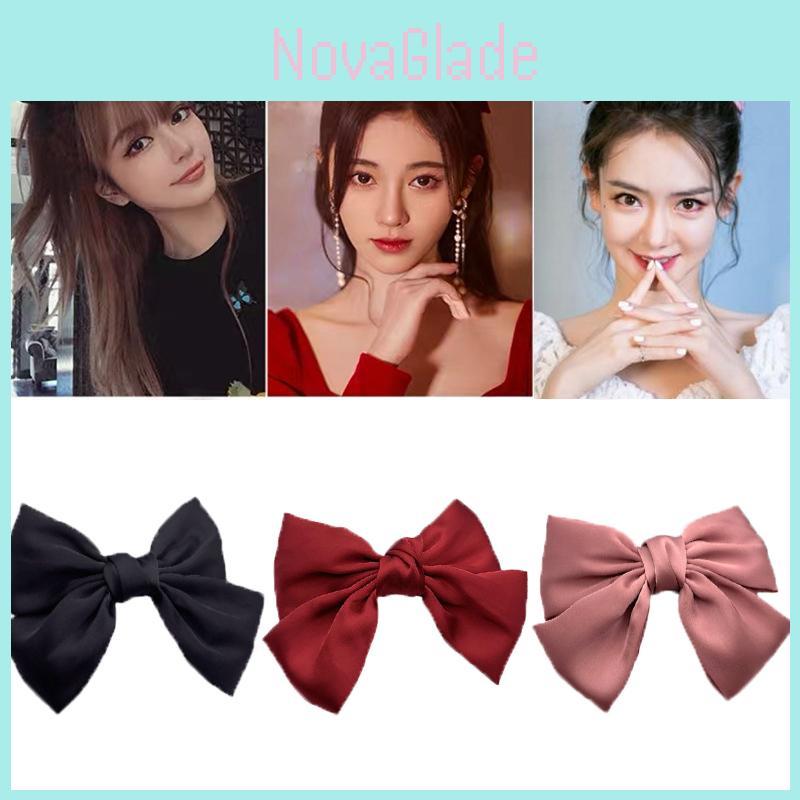 Elegant Satin Ribbon Hairpins With Big Bow For Women And Girls Accessories