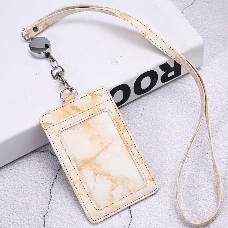 Jinbei Leather ID Card Badge Holder with Lanyard