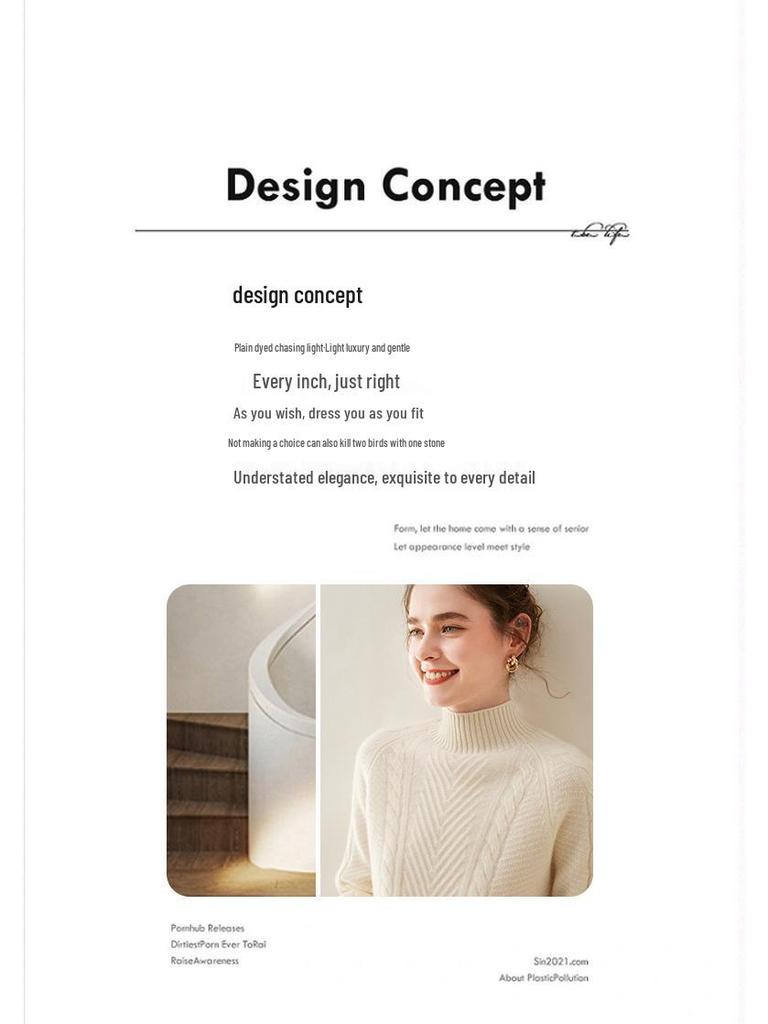 Women's Thickened Cashmere Sweater - Autumn/Winter, Half-High Neck, Twist Pattern Pullover, Casual Fashion.