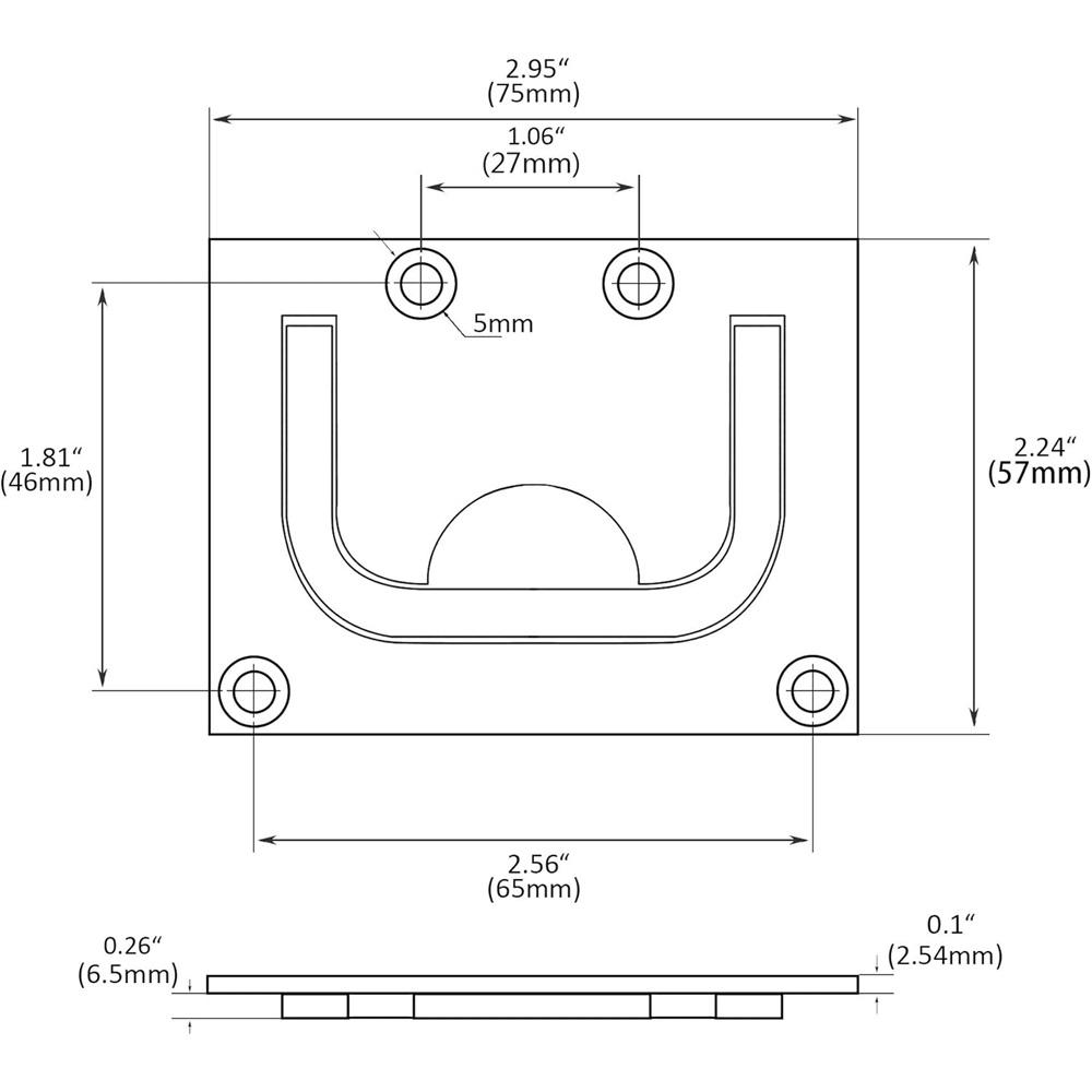 2-Pack Marine Grade 316 Stainless Steel Boat Pull Pan Lift Ring – Foldable Flush Deck Hatch Handle With Mounting Screws – 76x57mm, 9mm Thick