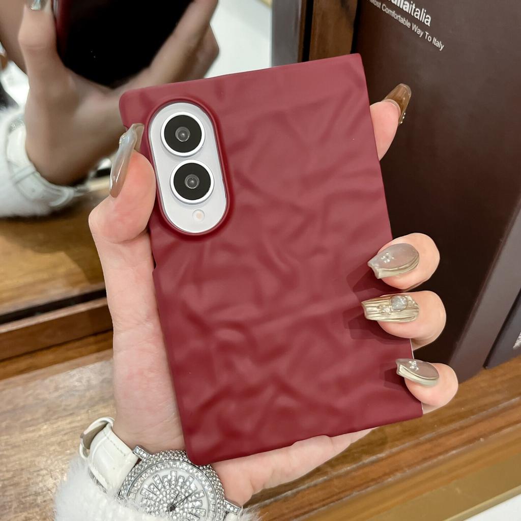 Lanyard Wrist Strap Case For Samsung Z Fold 8 Wrinkles 3D Water Ripples Cases for Galaxy ZFold 8 7 6 5 Fold8 Slim Matte PC Cover