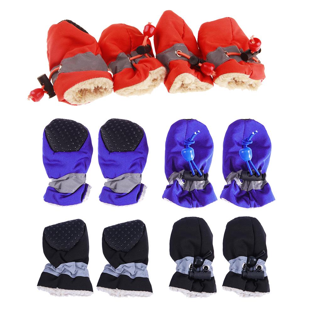 Warm Dog Shoes Red Size 3 Waterproof Non Slip Elastic Band Indoor Outdoor Booties Protect Pet Paw Warm Pet Shoes
