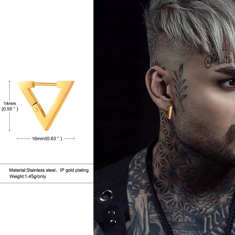 Geometric Octagon Hoop Earrings for Men, Hexagon Hoops, Stainless Steel Honeycomb Hoops Minimalist Earrings Men Jewelry