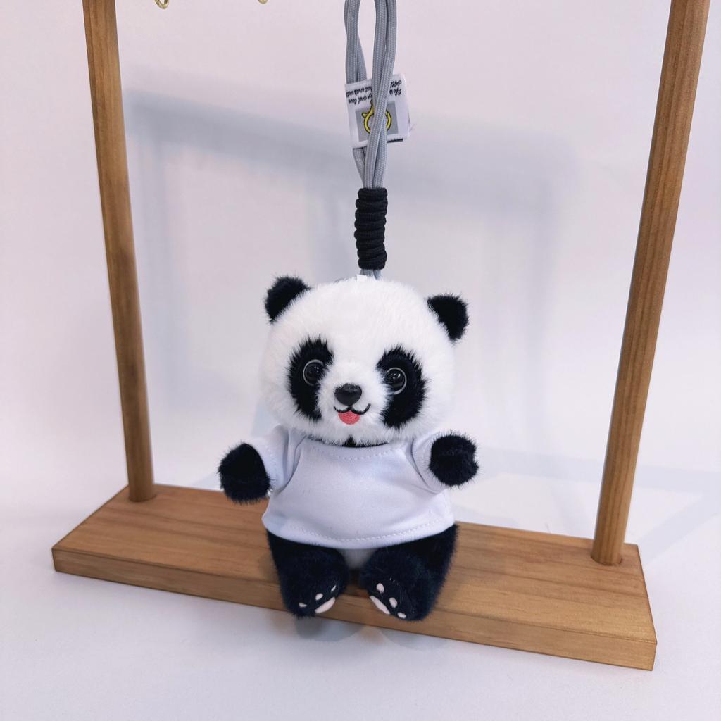 Cute Panda Plush Toy Keychain Bag Charm Doll Pendant Gift With Custom Printing