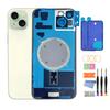 Back Housing for iPhone 15 (6.1-inch) with Glass Rear Cover, Middle Frame, SIM Tray and Repair Tools