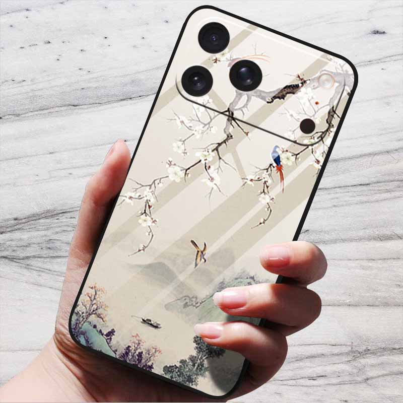 Cartoon Patterns Case For iPhone 17 Pro Plus Capa 17 Pro Max Bumper Luxury Tempered Glass Hard Back Cover iPhone17 Air Funda