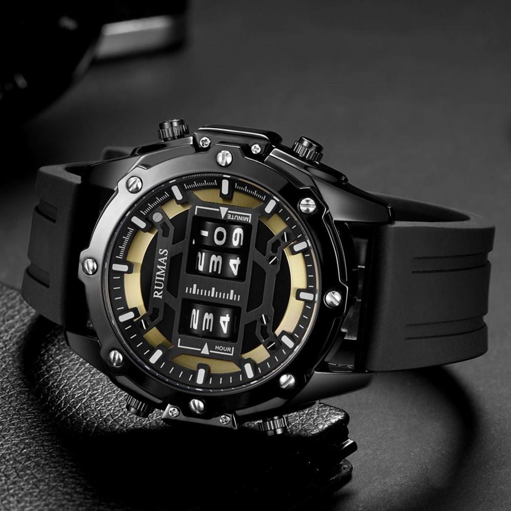 RUIMAS Fashion Mens Watches Roller Pointer Sports Quartz WristWatch Luxury Silicone Strap Waterproof Relogio Masculino 553