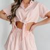 Fashion Summer Fashion Stripes Bandage Shirt Shorts Suit Striped Shirt and Shorts Set