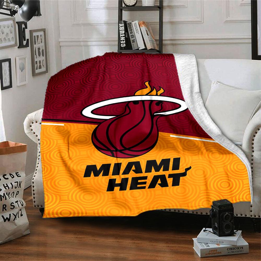 Miami Heat Theme Printed Blanket - Perfect for Couch, Bed, Travel & Outdoor Use | Machine Washable, Cozy & Durable.