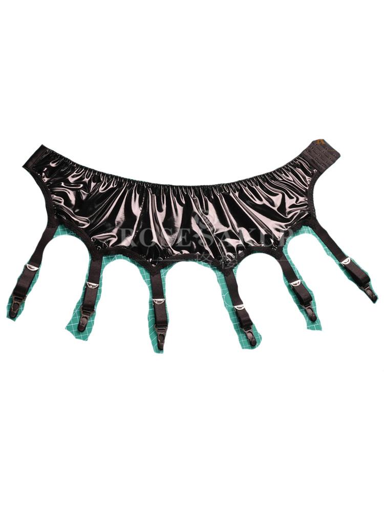 Giarrettiere Sexy da Donna in Pelle PU PVC per Calze Sospensorio con Fibbia Posteriore a Tre File Lingerie Sexy Cosplay Indumenti Intimi Lucidi all'Olio
