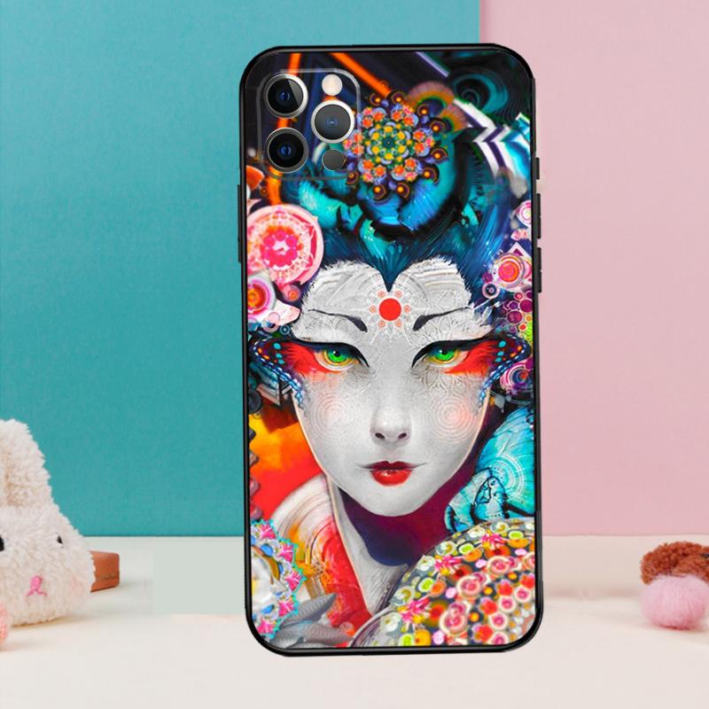 Japanese Geisha Phone Case For iPhone 17 Air 16 15 13 12 11 14 Pro Max 12 13 mini 15 16 Plus 16e Cover Coque