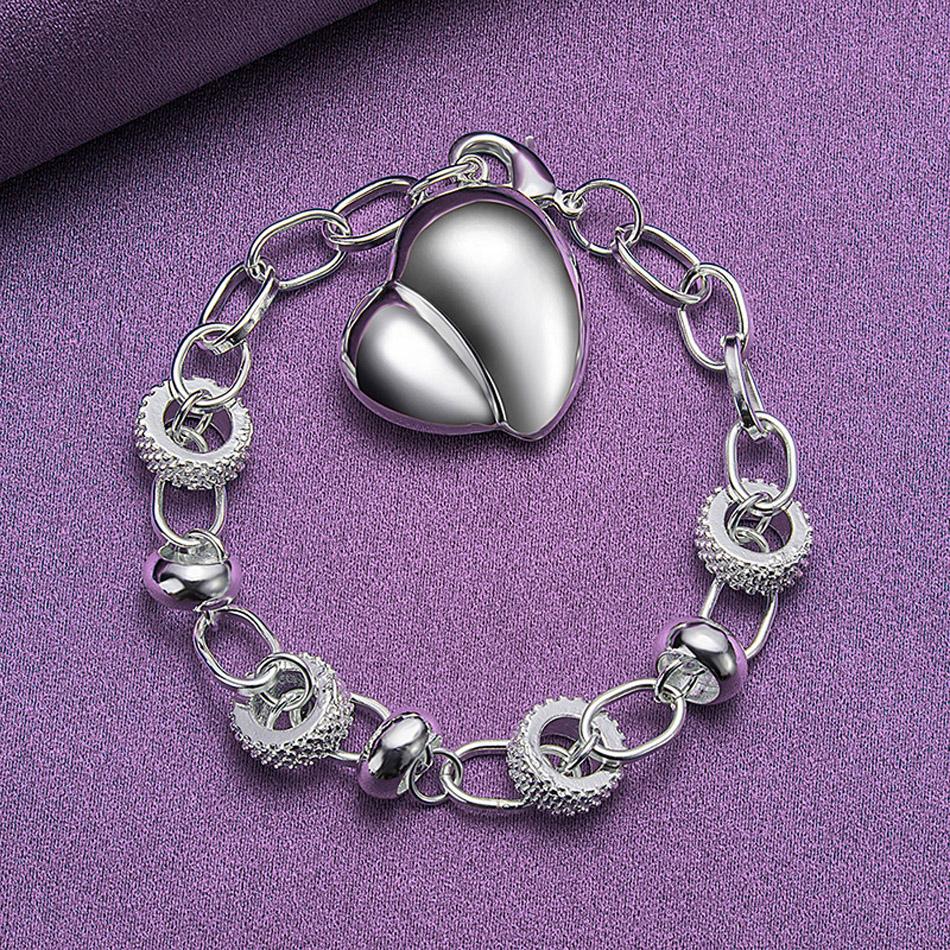 

CHSHINE 925 стерлингового серебра кулон в форме сердца персиковый браслет для женщин свадебная вечеринка модный шарм ювелирные изделия высокого качества 20CM 8inches