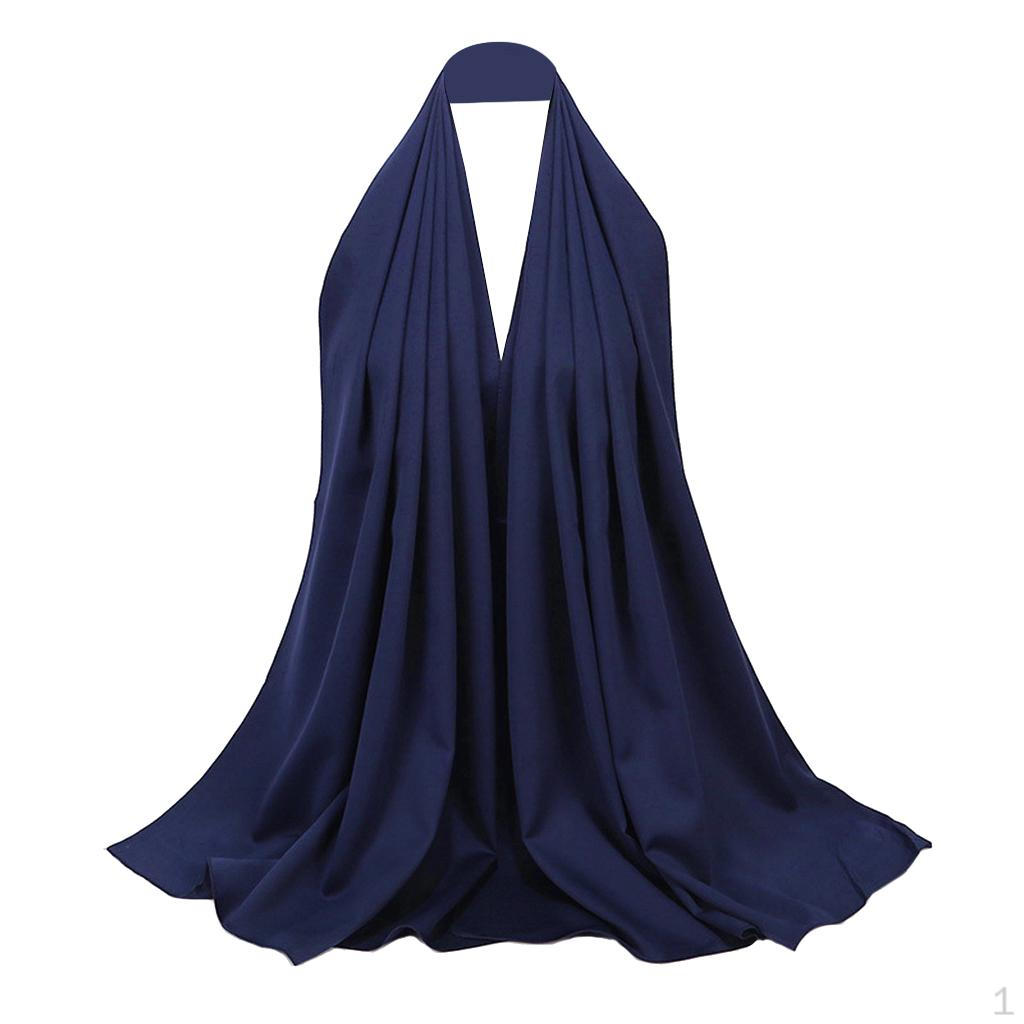 Платок для однотонного тюрбана, шелковый атласный платок-шапочка Navy Blue