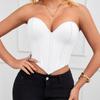 Dame Sort Uden Stropper Hjerteudskæring Korset Smal Pasform Taljetræner Bustier Strækbart Tyndt Miljøvenligt Sexet Crop Top Fest