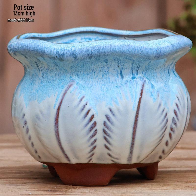Yixing Handmade Coarse Pottery Medium Succulent Planter - Breathable Zisha Ceramic Ebony Tree Pot for Green Plants