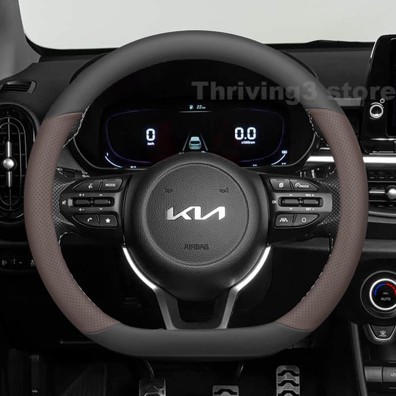 Leather Car Steering Wheel Cover For KIA Picanto GT Line sport 2012-2023 Non-slip Auto Steering Wheel KIA Picanto Accessories