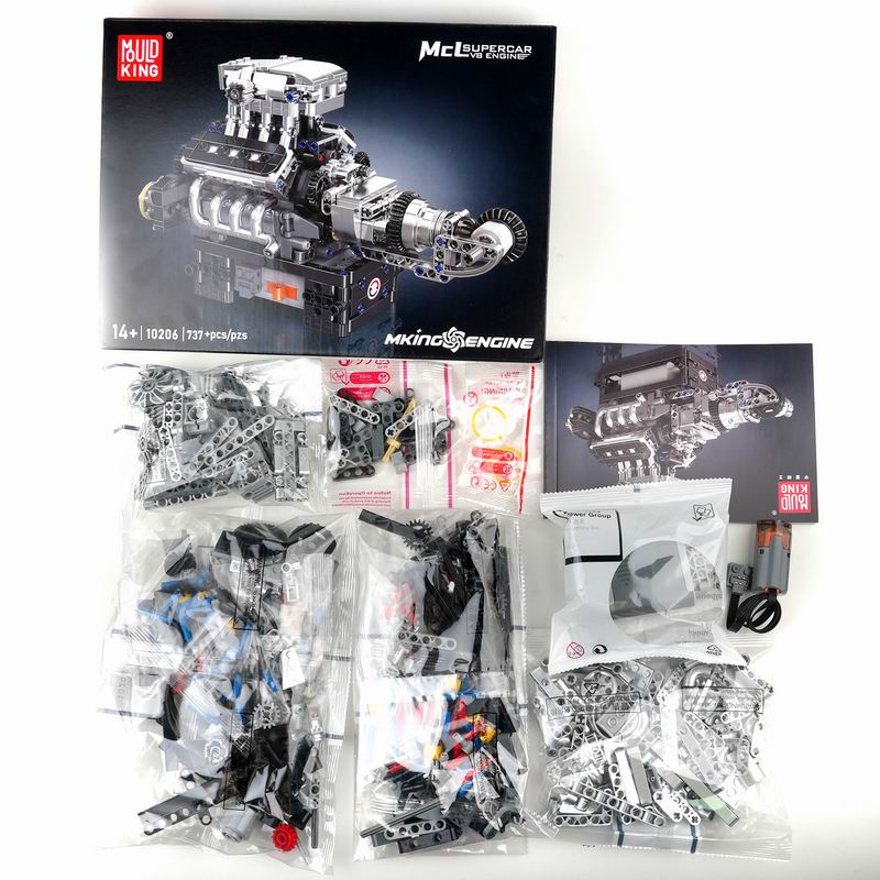 MOULD KING 10206 MCL Sports Car V8 Engine Building Block Model 737PCS DIY Mechanical Assembly Kit for Adults STEM Toy