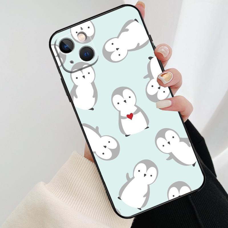Cute Penguin Pattern Phone Case For iPhone 17 Pro Max 15 14 13 11 12 16 Pro Max Mini 15 16 Plus 16e 17 Air Cover