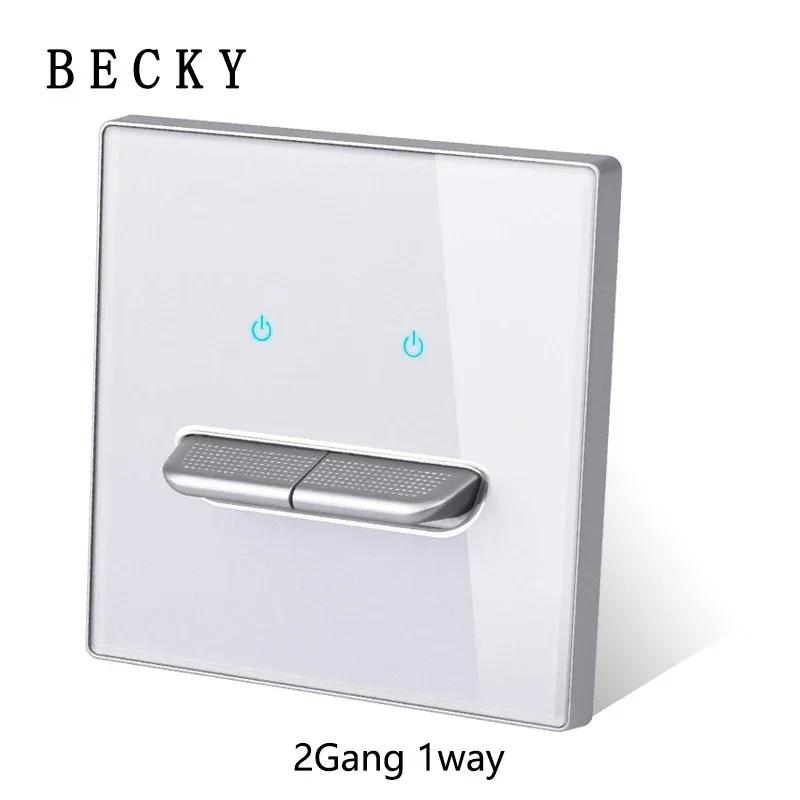Graues gehärtetes Glas Wandschalterpanel LED Europäische 16A Steckdose Retro Kipplichtschalter EU UK Standard 2USB Steckdose 1-fach bis 4-fach