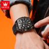 OLEVS Mens Watch Fashion Silicone Strap Tonneau Chronograph Quartz Watch Waterproof Luminous Sports Date Watches Gifts