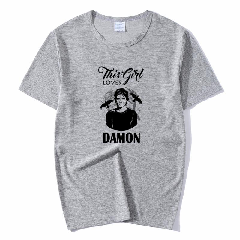La Maglietta Diaries Stampa Damon Estiva Larga T-shirt Donna Ulzzang Casual T-shirt Harajuku