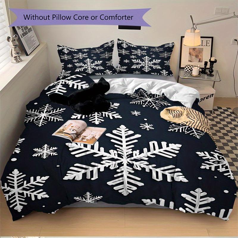 3pcs Snowflake Pattern Bedding Set, Breathable And Soft, Suitable for All Seasons Machine Washable, Suitable for Bedroom Decoration,yy250822194