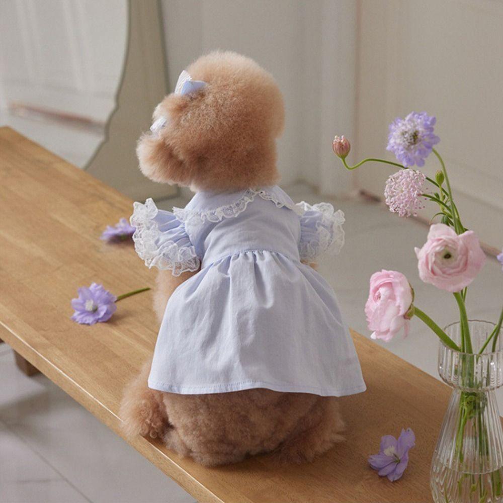Fashion Dog Vest Lace Ruffle Cat Flying Sleeve Skirt Comfortable Dog Princess Dress  for Puppy Cats