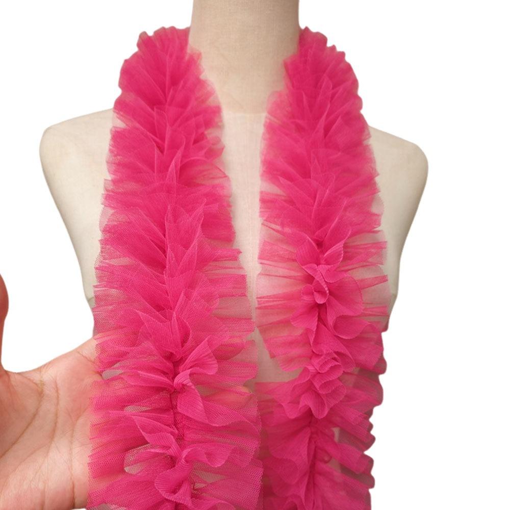 9cm Wide Double-Layer Mesh Colorful Woolen Strips Pleated Skirt Fabric Ruffle Trim Thick Lace Accessories Baby Doll Clothes