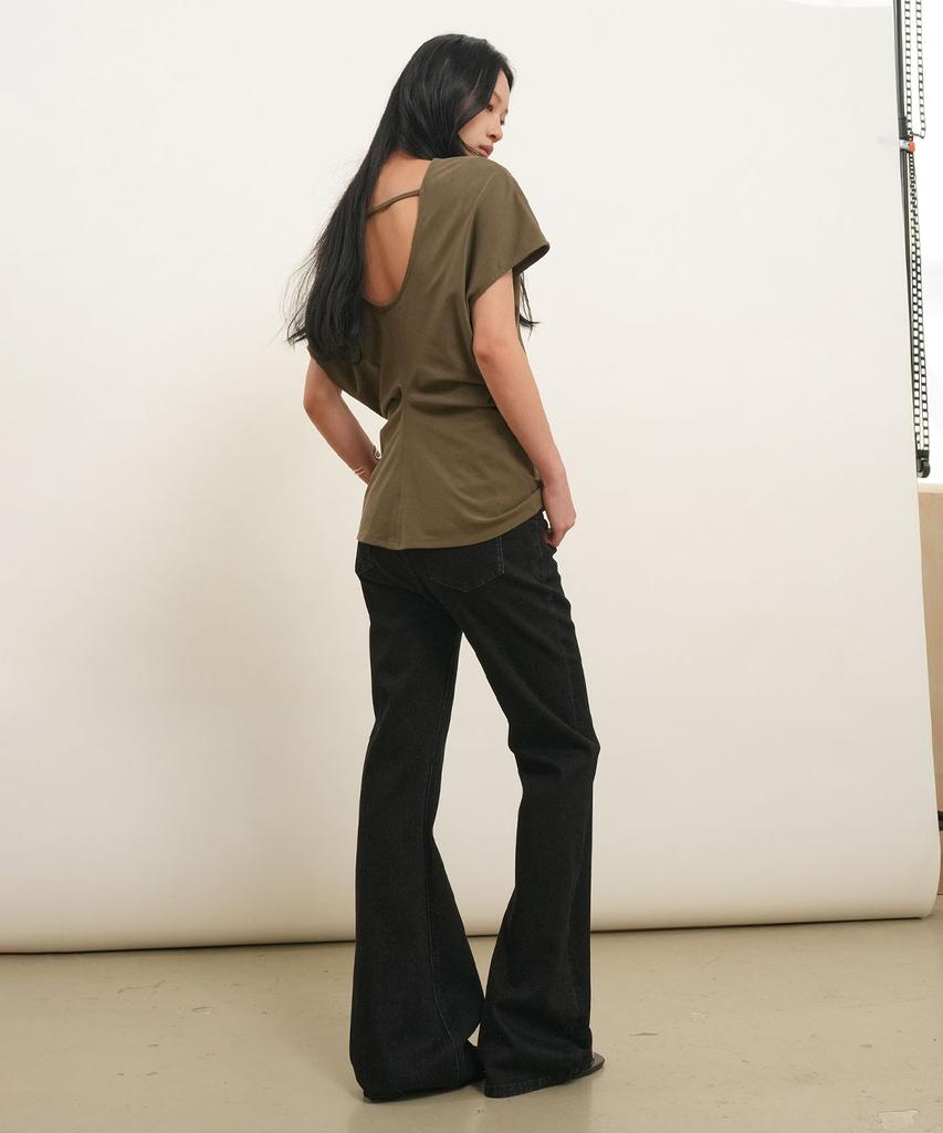 GENERALIDEA Back Point Draped T-Shirt [Khaki] / Gf2Lts524