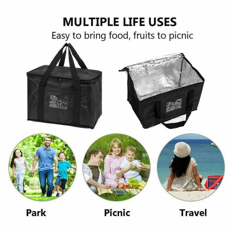 Large Insulated Thermal Tote Bag Zipper Cooler Storage Tote Bag For Food Delivery Camping Foil Lined Multi-Size