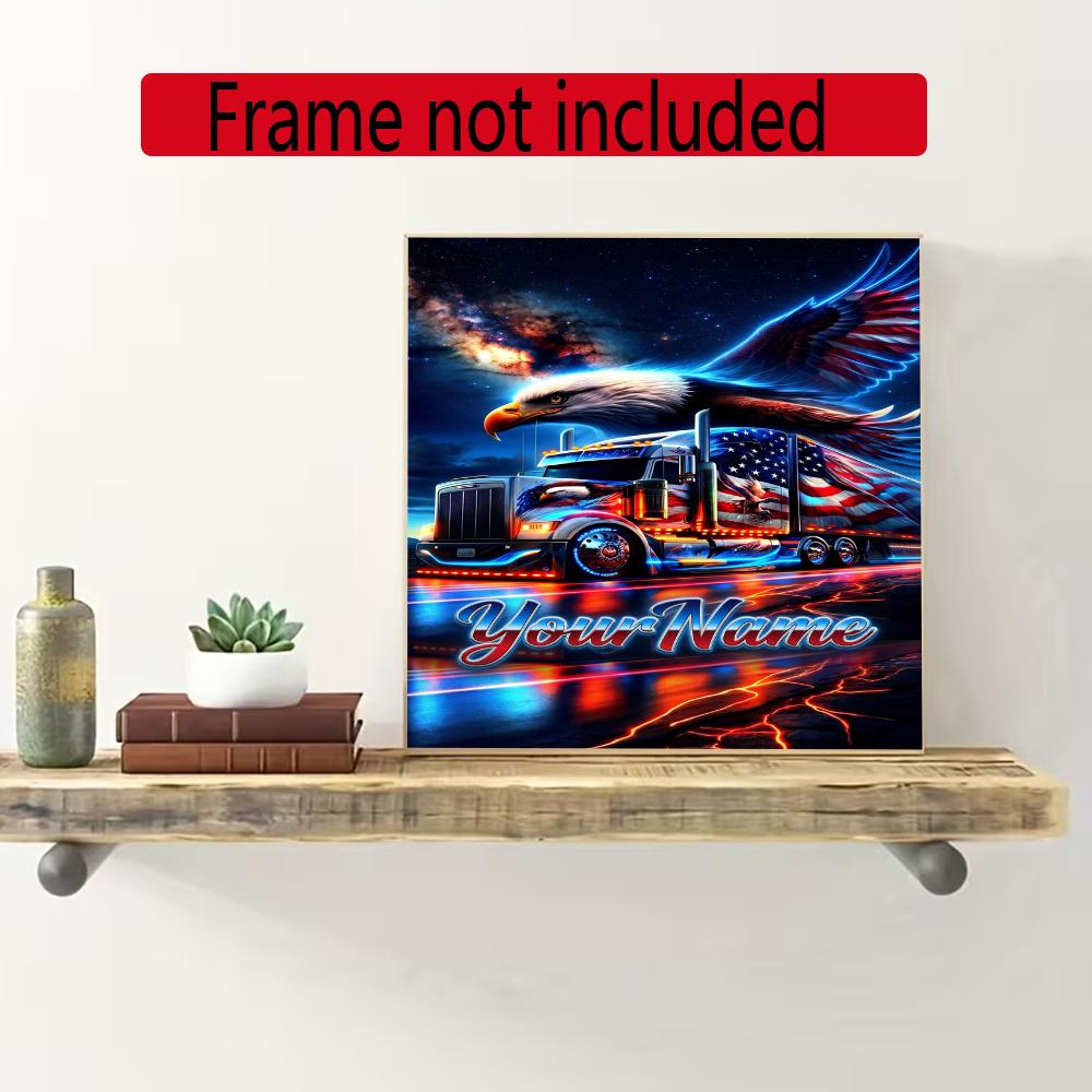 Peterbilt Heavy Trucks Customize Your Name Diamond Painting Round Diamond Diy Frameless Holiday Artwork Suitable For Home Office Wall Decoration