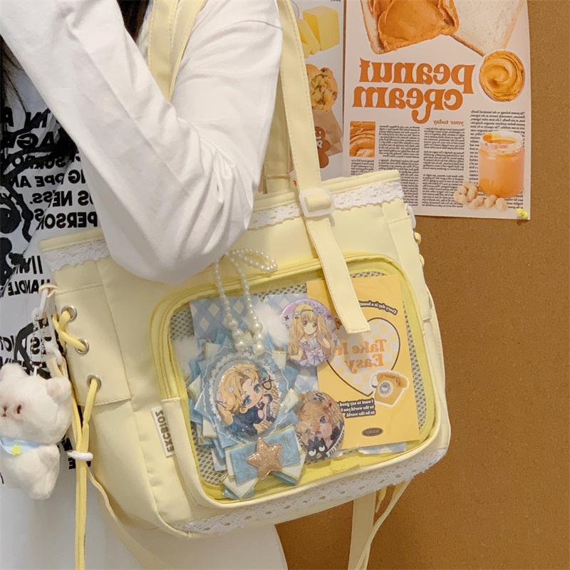 Nuova Borsa Ita Ulzzang Ragazza Dolce Uniforme Jk Stile Preppy Monospalla Borsa a Tracolla Badge Fai da Te Mostra Fumetti Borsa da Donna