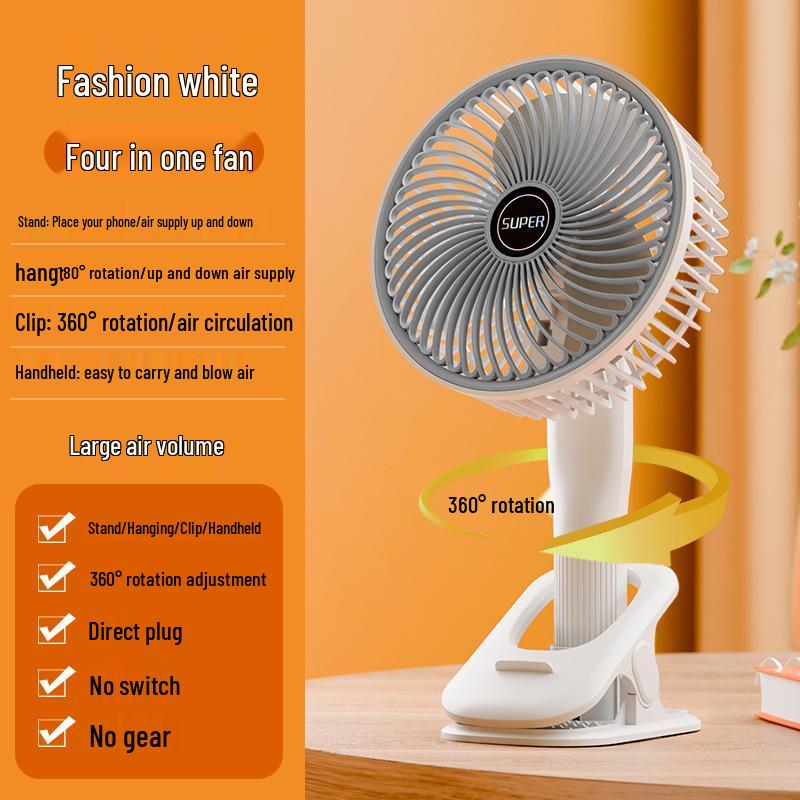 

Portable USB Rechargeable Multi-functional Clip Fan - Desktop, Wall-Mount, and Handheld Modes for Dorm Refer to Details