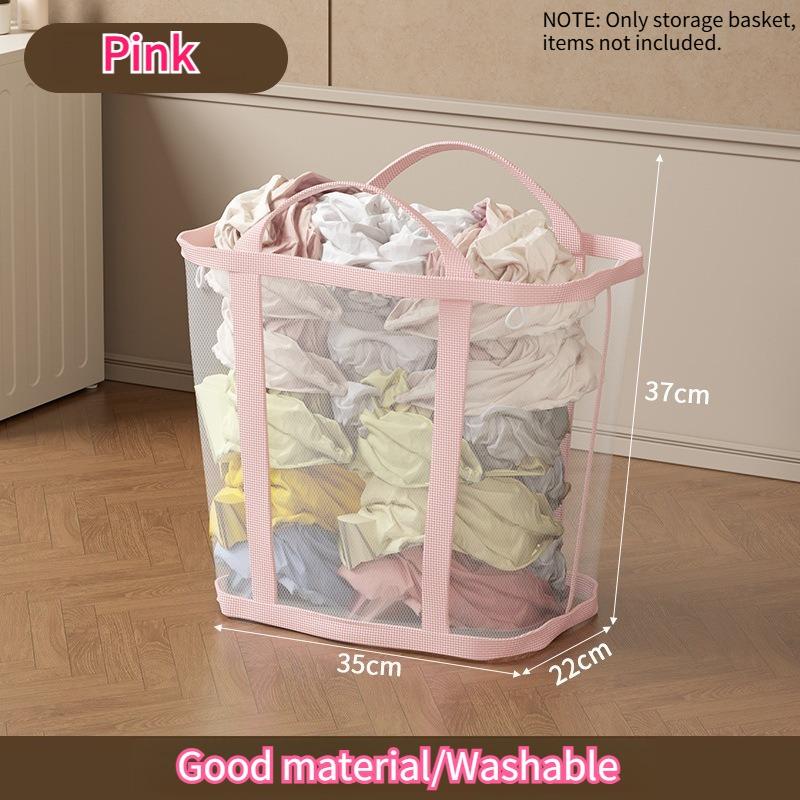 2pcs Collapsible Laundry Basket Organizer Handles Large Capacity Foldable Mesh Clothes Toys Storage Bag Bathroom Laundry Baskets