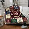 Happy 16Th Birthday Themed Blanket Personalized Name Soft Warm And Versatile For Sofa Bed Office And Travel Machine Washable Comfortable In All