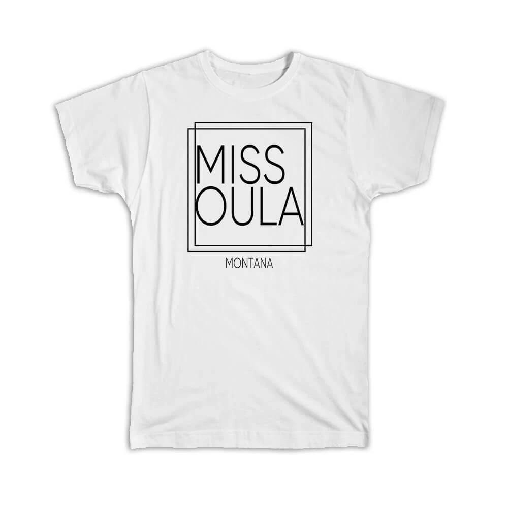 Подарочная футболка : МИССУЛА Монтана Квадратный Современный Минималистичный Шрифт S