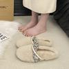 Retro versatile fashion design sense niche Mao Mao shoes women's 2025 autumn and winter new design sense outer wear cotton slippers
