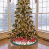 Flannel Xmas Tree Skirt Collar Santa Claus Snowflakes Xmas Decorative Tree Mat