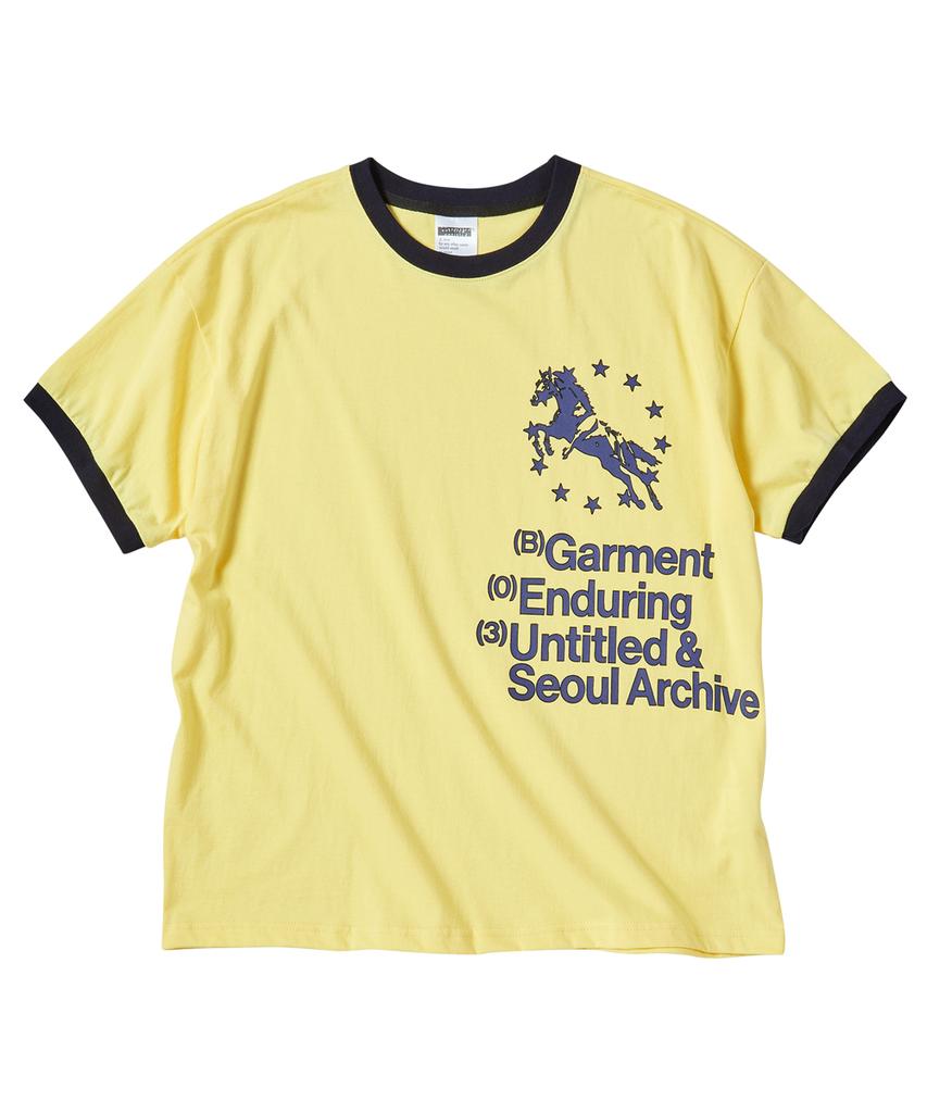Eontaiteulseoul Unicorn Typo Ringer Crop Short Sleeve Yellow