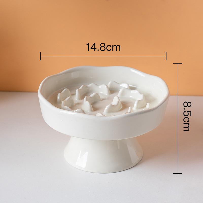 Pet Slow Feeder Bowl Ceramic Elevated Cat Bowl Protects Cervical Vertebrae Pet Supplies
