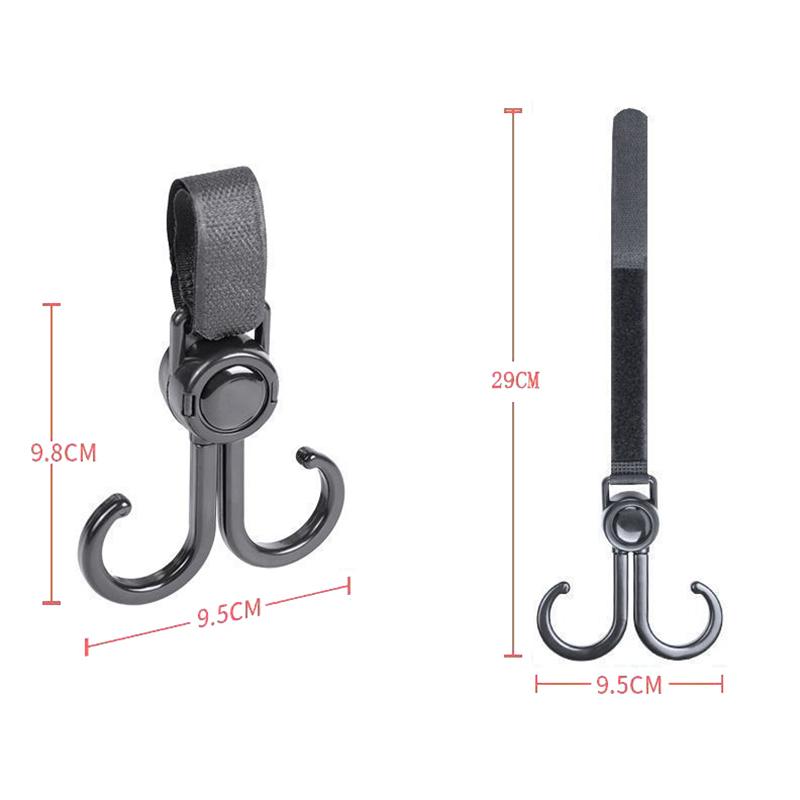 1/2Pcs Baby Stroller Double Hooks Multifunctional Hook For Bicycles Electric Vehicle Motorcycles Scooters Rotate Storage Hooks