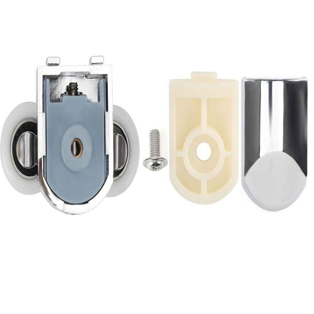 Shower Door Rollers Replacement Zinc Alloy Wheels with Anti Collision Block and Screws for Curved and Glass Doors