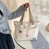 Original design zipper thickened canvas tote bag casual art student simple shoulder handbag