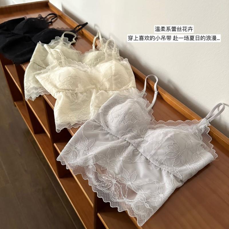 Embroidered Lace Push Up Cami Top Padded Bralette Sexy Daily Wear Women