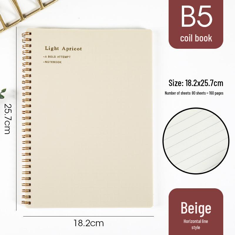 Morandi Coil Notebook with Frosted PP Cover and Horizontal Line Grid for Students