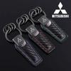 Carbon Fiber Car Keychain Pendant for Mitsubishi ASX EVO Lancer Montero Mirage L300 Outlander L200 Auto Key Rings Chain Holder