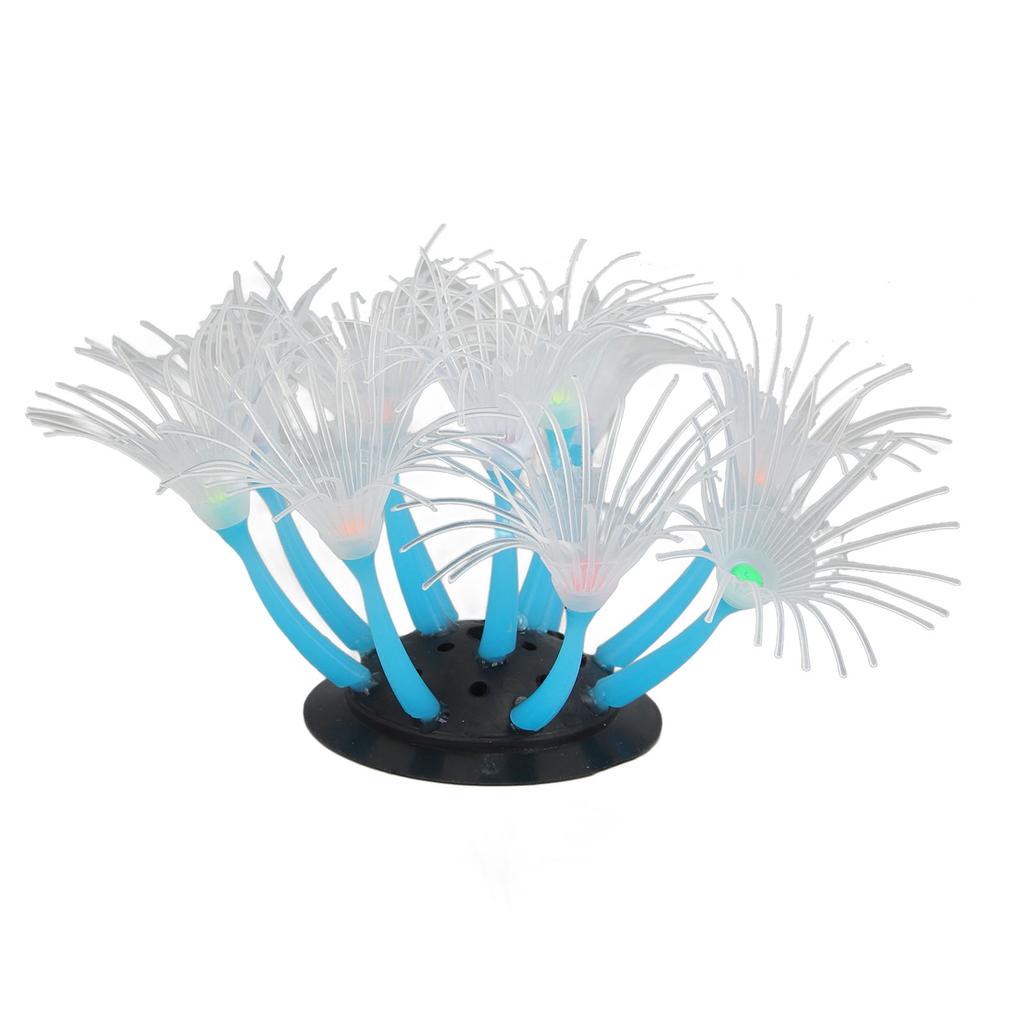 Aquarium Simulation Coral Lifelike Decorative Ornament Silicone Artificial Fish Tank Water Plant for Freshwater Blue