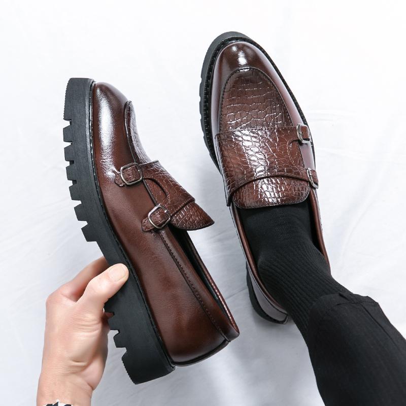 Luxury Brand New Casual Shoes Leather Men's Double Buckle Loafers Men Comfort Slip-on Driving Shoes Spring Elegant Flats